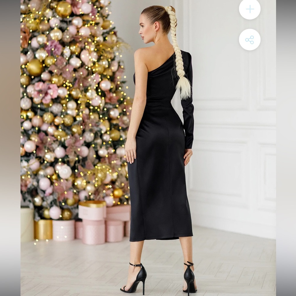 NWT black satin evening dress - Picture 4 of 10
